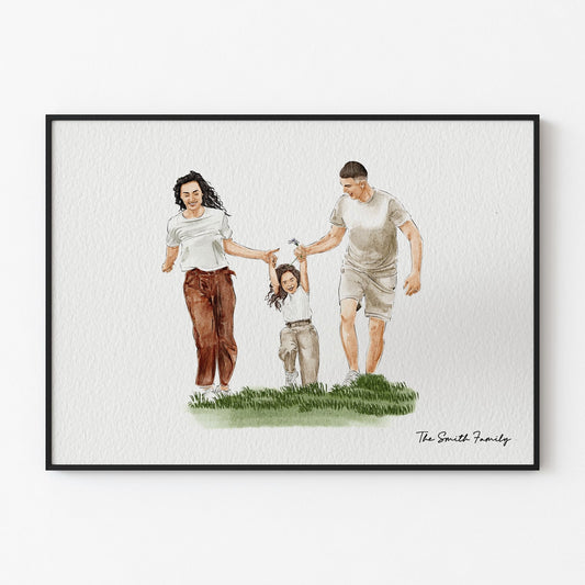Watercolor Hand Drawn Custom Portrait