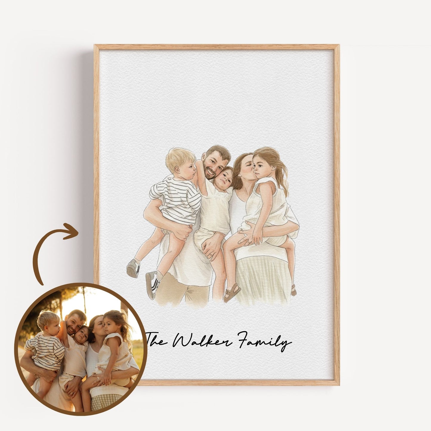 Watercolor Hand Drawn Custom Portrait