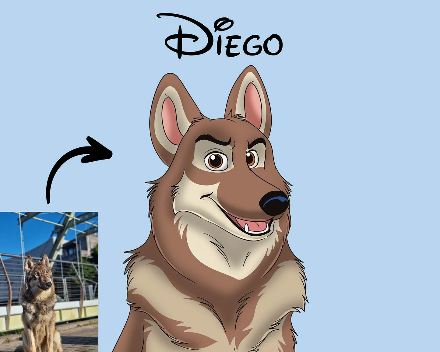 Disneyfy Pet Cartoon Hand Drawn Portrait
