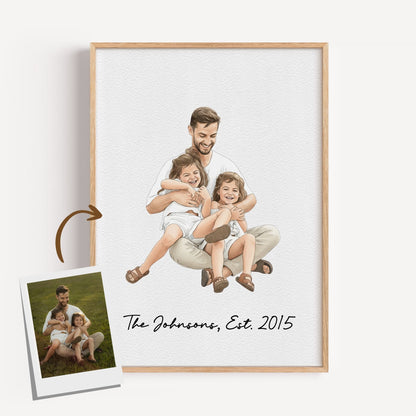 Watercolor Hand Drawn Custom Portrait