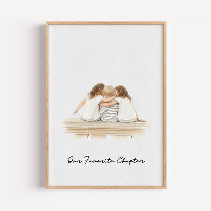 Watercolor Hand Drawn Custom Portrait