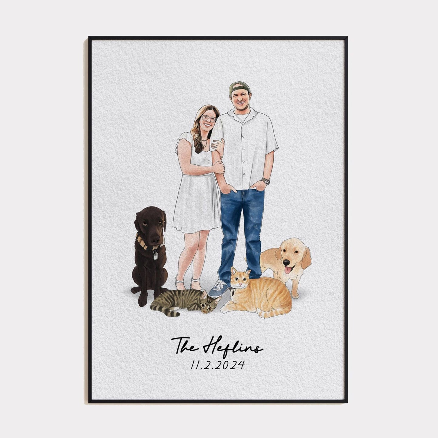 Watercolor Hand Drawn Custom Portrait