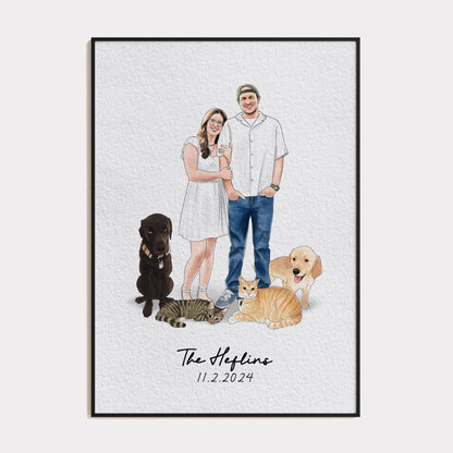 Watercolor Hand Drawn Custom Portrait
