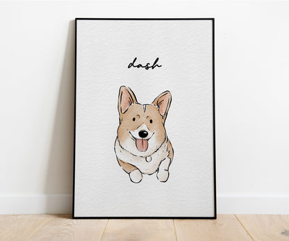 Minimal Hand Drawn Watercolor Pet Portraits