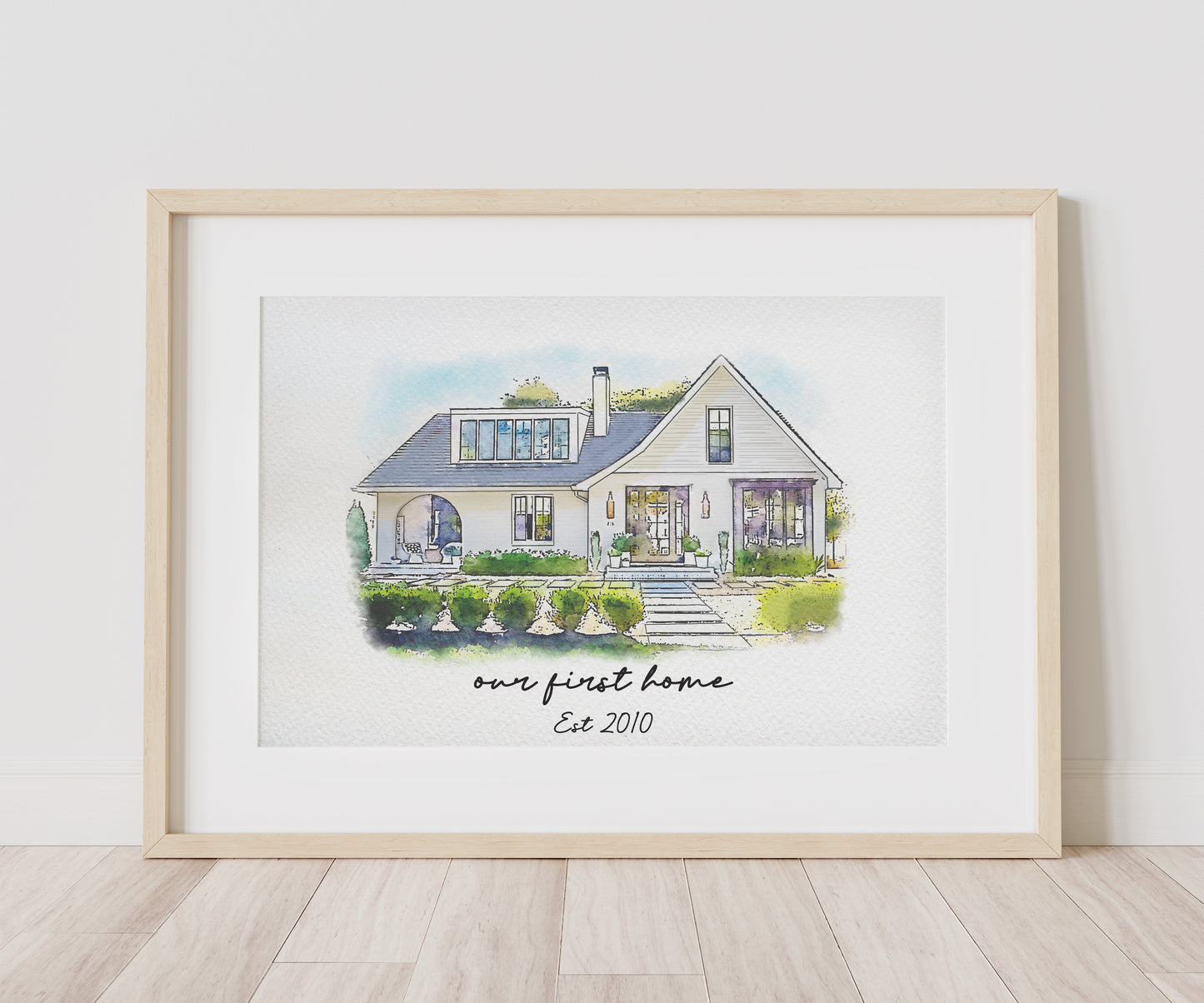 Watercolor Hand Drawn House Custom Portrait