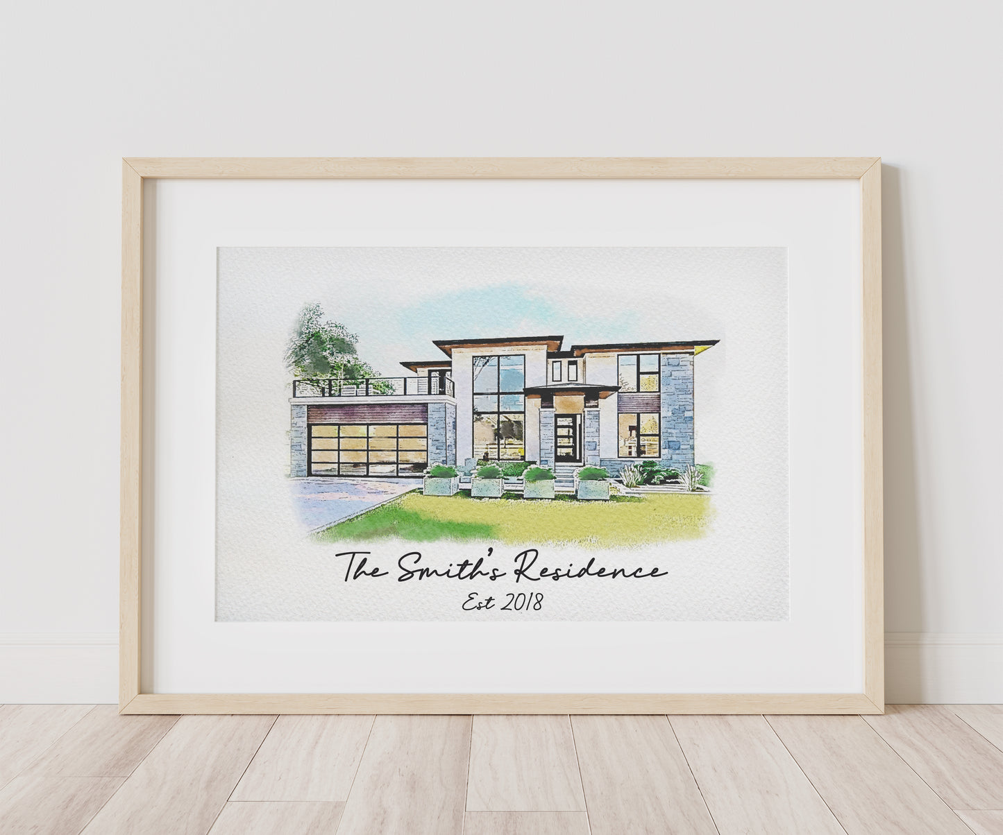 Watercolor Hand Drawn House Custom Portrait