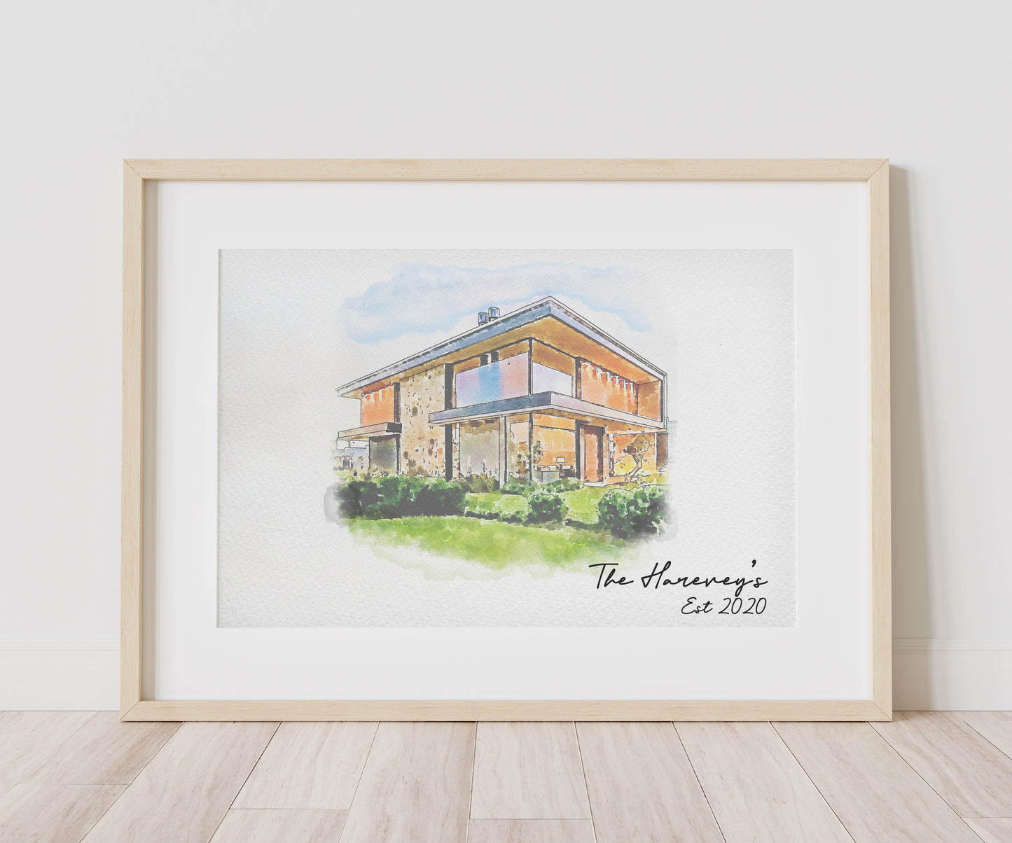 Watercolor Hand Drawn House Custom Portrait