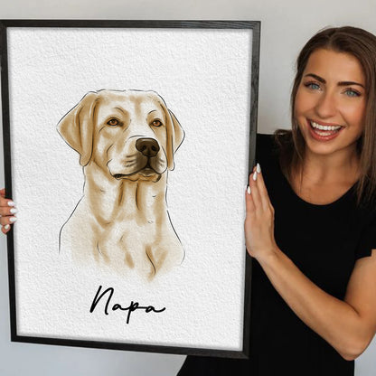 Minimal Hand Drawn Watercolor Pet Portraits