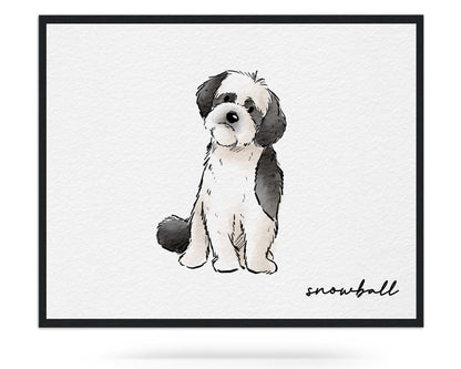 Minimal Hand Drawn Watercolor Pet Portraits