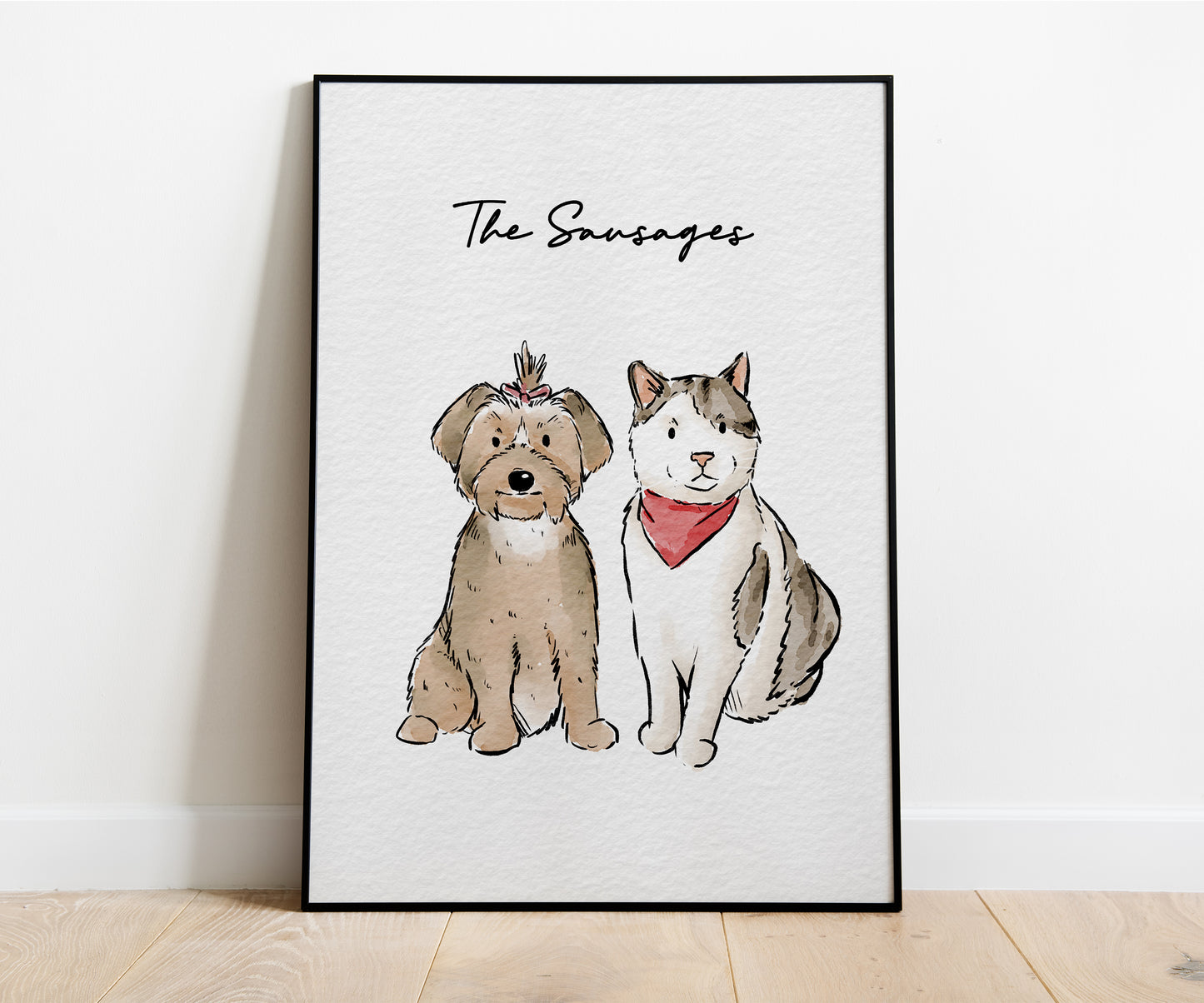 Minimal Hand Drawn Watercolor Pet Portraits