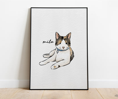 Minimal Hand Drawn Watercolor Pet Portraits