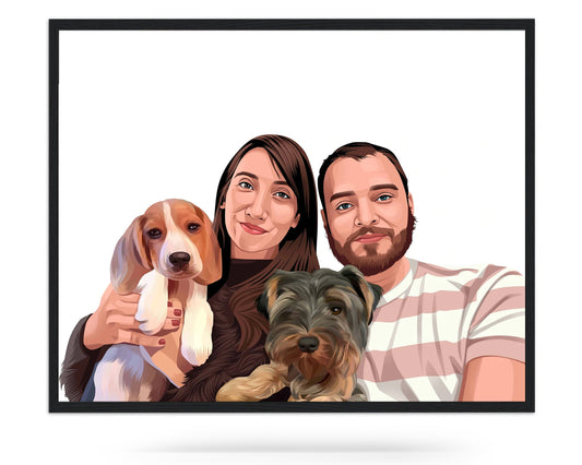 Cartoon Hand Drawn Custom Portrait