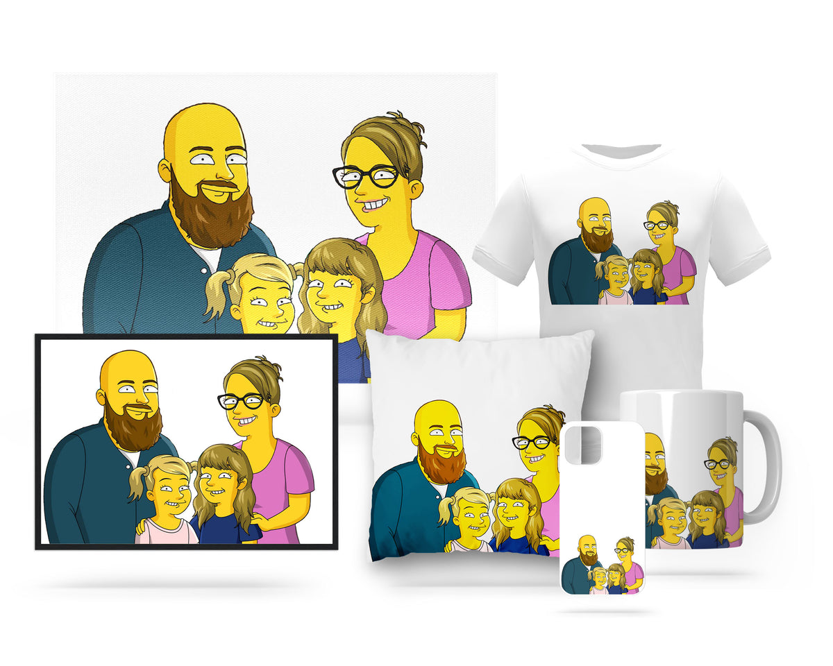 Hand Drawn Simpsons Custom Portrait – The Custom Portrait Shop
