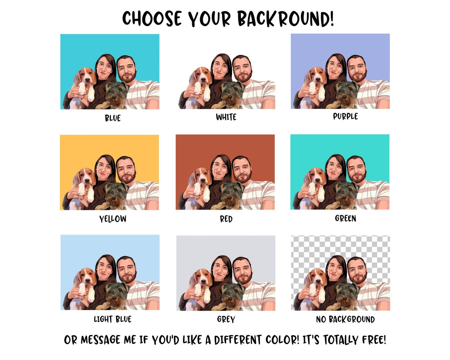Cartoon Hand Drawn Custom Portrait
