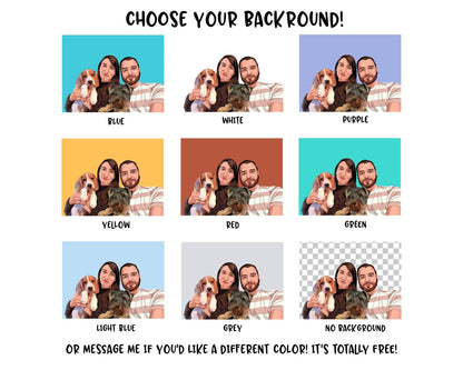 Cartoon Hand Drawn Custom Portrait